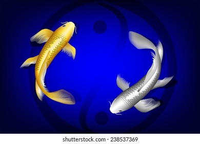 koi fish gold silver vectors