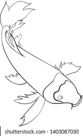koi fish hand drawing line-out, illustrations tattoos style.