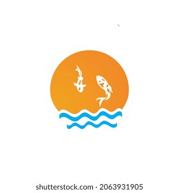 koi fish icon and logo vector