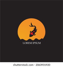 koi fish icon and logo vector
