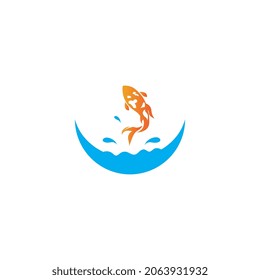 icono del pez koi y vector del logotipo