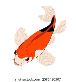 Koi fish icon. Minimal japanese carp, colorful cartoon oriental koifish decorative element for print design, flat underwater character. Vector isolated illustration.