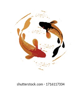 koi fish illustration in in art splash japan style art vector 