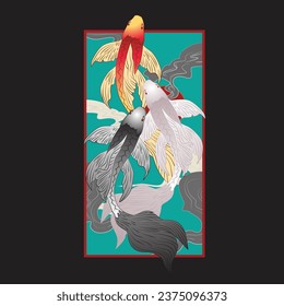 koi fish illustration design for sukajan is mean japan traditional cloth or t-shirt with digital hand drawn Embroidery Men T-shirts Summer Casual Short Sleeve Hip Hop T Shirt Streetwear