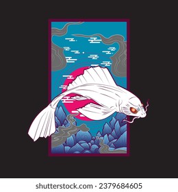 koi fish illustration design for sukajan is mean japan traditional cloth or t-shirt with digital hand drawn Embroidery Men T-shirts Summer Casual Short Sleeve Hip Hop T Shirt Streetwear