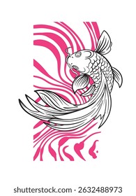 koi fish illustration design for sukajan is mean japan traditional cloth or t-shirt with digital hand drawn Embroidery Men T-shirts Summer Casual Short Sleeve Hip Hop T Shirt Streetwear
