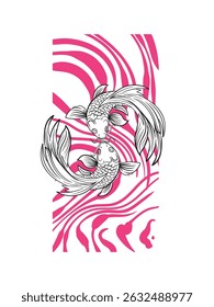 koi fish illustration design for sukajan is mean japan traditional cloth or t-shirt with digital hand drawn Embroidery Men T-shirts Summer Casual Short Sleeve Hip Hop T Shirt Streetwear