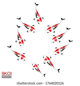 Pescado de Koi. ilustración de peces koi de estilo plano.