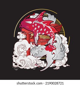 koi fish illustration with japanese style