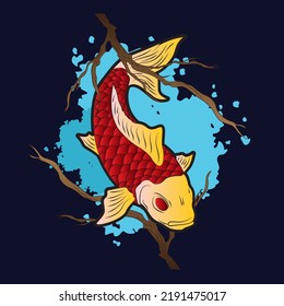koi fish illustration with japanese style