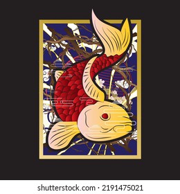 koi fish illustration with japanese style