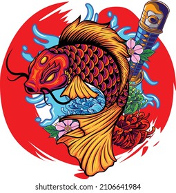 Koi fish illustration with premium quality stock vector