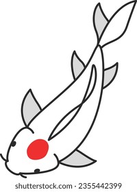 Koi fish isolated on white background. Vector illustration in flat style.
