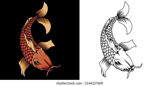 koi fish japan vector illustration