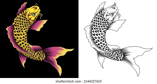 ilustración vectorial de koi fish japón