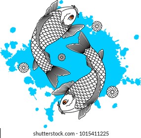 Koi fish. Japanese carp fish. Vector illustration