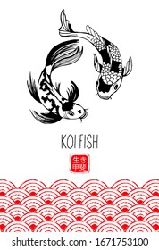 Koi fish. Japanese carp. Vector illustration on a white background.