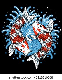 
Koi Fish Japanese Style Illustration