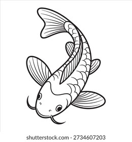 Koi fish line art coloring page design