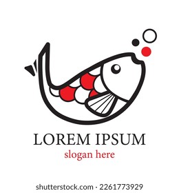 Koi fish line art. Koi fish japanese logo vector element