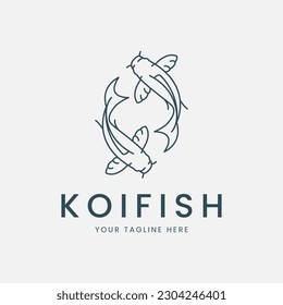 diseño de ilustraciones vectoriales del logotipo de la línea de pescado de koi. ícono de pisces zodiac astrología horoscopio