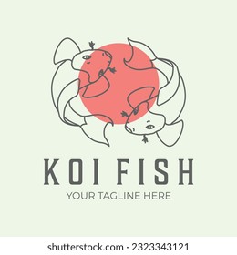 koi fish line art minimalist logo illustration traditional design