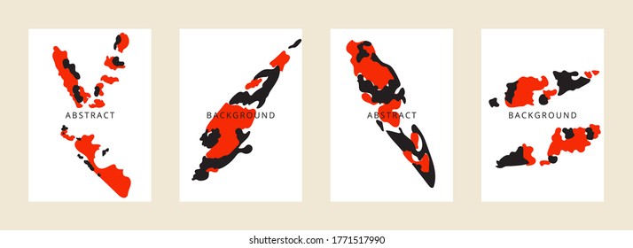 Koi fish line arts vector cover set. Nature design elements for invitation, prints, fabric and wallpaper.