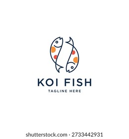 Koi fish line logo design template vetor