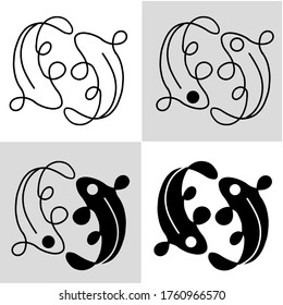 logotipo de pescado koi 4 en 1 tablero