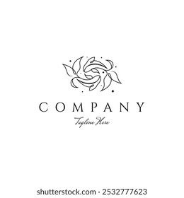 Koi Fish logotipo em estilo de design linear de arte de linha minimalista abstrato