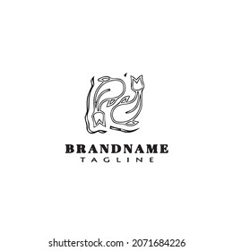 koi fish logo cartoon icon design template black modern isolated vector