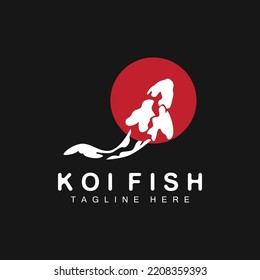 Koi Fish Logo Design, Chinese Lucky And Triumph Ornamental Fish Vector, Company Brand Gold Fish Icon