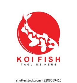 Koi Fish Logo Design, Chinese Lucky And Triumph Ornamental Fish Vector, Company Brand Gold Fish Icon