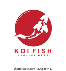 Koi Fish Logo Design, Chinese Lucky And Triumph Ornamental Fish Vector, Company Brand Gold Fish Icon