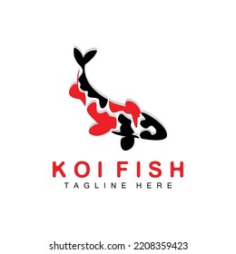 Koi Fish Logo Design, Chinese Lucky And Triumph Ornamental Fish Vector, Company Brand Gold Fish Icon