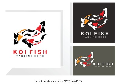 Koi Fish Logo Design, Chinesischer Lucky und Triumph Zierfisch Vektor, Unternehmen Marke Gold Fisch Symbol