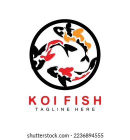 Koi Fish Logo Design, Chinesischer Lucky und Triumph Zierfisch Vektor, Unternehmen Marke Gold Fisch Symbol