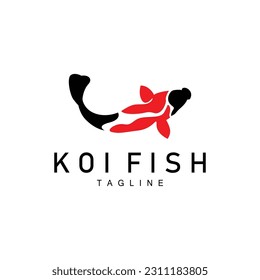 Koi Fish Logo Design, Chinese Lucky And Triumph Ornamental Fish Vector, Company Brand Gold Fish Icon