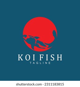 Koi Fish Logo Design, Chinese Lucky And Triumph Ornamental Fish Vector, Company Brand Gold Fish Icon