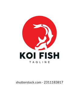 Koi Fish Logo Design, Chinese Lucky And Triumph Ornamental Fish Vector, Company Brand Gold Fish Icon