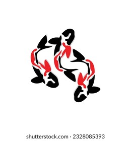 Koi Fish Logo Design, Chinese Lucky And Triumph Ornamental Fish Vector, Company Brand Gold Fish Icon