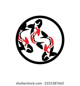 Koi Fish Logo Design, Chinese Lucky And Triumph Ornamental Fish Vector, Company Brand Gold Fish Icon