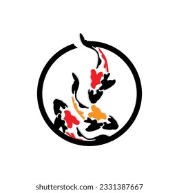 Koi Fish Logo Design, Chinese Lucky And Triumph Ornamental Fish Vector, Company Brand Gold Fish Icon