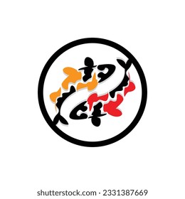 Koi Fish Logo Design, Chinese Lucky And Triumph Ornamental Fish Vector, Company Brand Gold Fish Icon