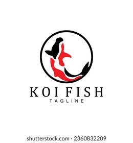 Diseño Del Logotipo De Pescado Koi, Vector De Pescado Ornamental Chino Afortunado Y Triunfo, Icono De La Marca De Oro De La Compañía