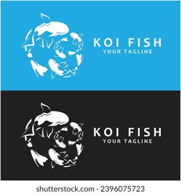 Koi Fish Logo Design, Chinese Lucky And Triumph Ornamental Fish Vector, Company Brand Gold Fish Icon