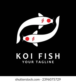 Koi Fish Logo Design, Chinese Lucky And Triumph Ornamental Fish Vector, Company Brand Gold Fish Icon
