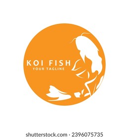 Koi Fish Logo Design, Chinese Lucky And Triumph Ornamental Fish Vector, Company Brand Gold Fish Icon