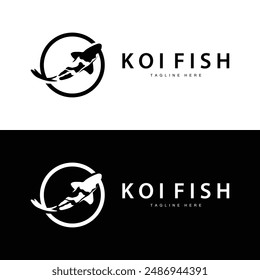 Koi Fish Logo Design Chinese Lucky Ornamental Fish Goldfish Company Brand