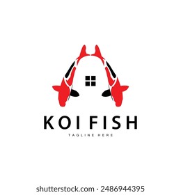 Koi Fish Logo Design Chinese Lucky Ornamental Fish Goldfish Company Brand